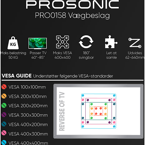 Prosonic PRO0158 drejbar TV vægbeslag 40