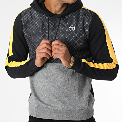 Sweat Capuche A Bandes Replica 39805 Noir Gris Jaune
