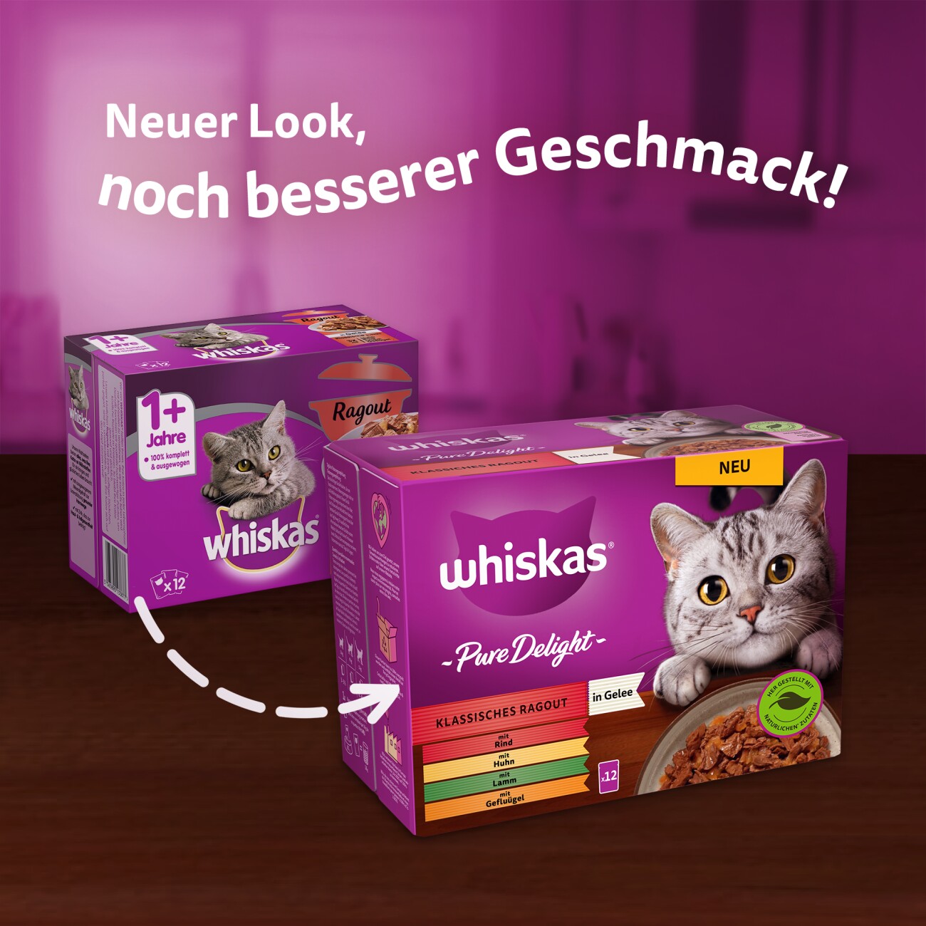 Whiskas Pure Delight Multipack Klassisches Ragout in Gelee 12 x 85g