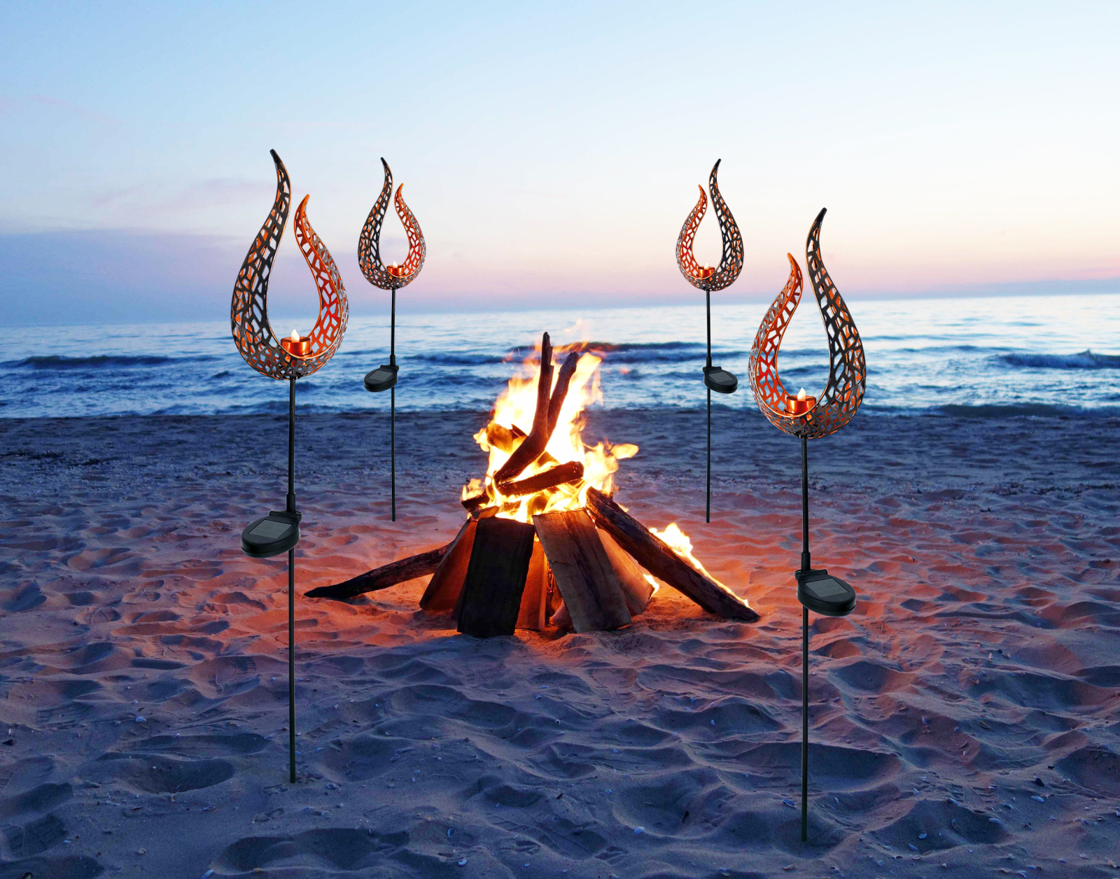 Solar-LED-Erdspieß Flamme - braun - 90 cm hoch