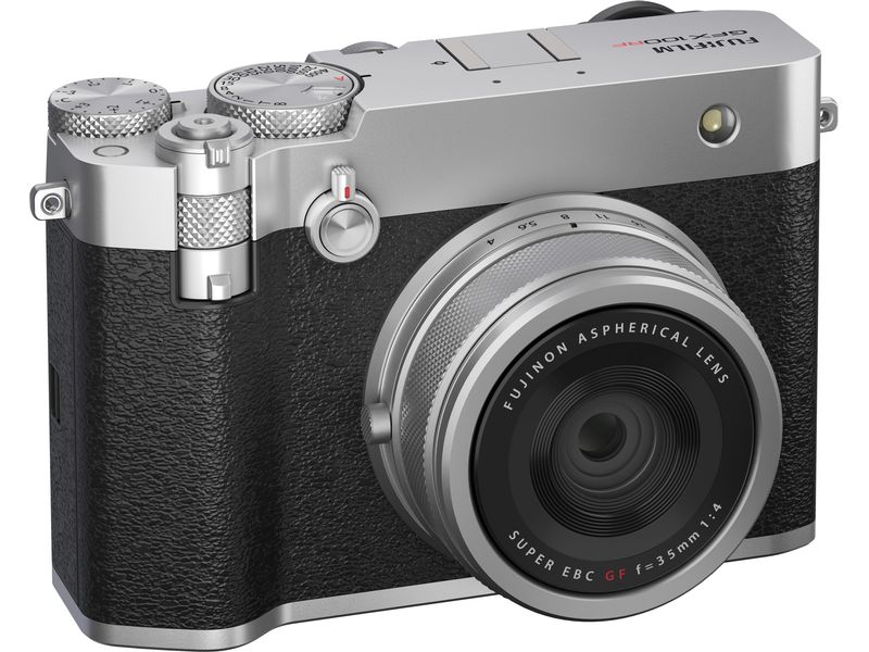 Fujifilm Fotokamera GFX 100RF Silber GFX-Kamera mit fest verbautem Objektiv und bringt die Mittelformat-Bildqualität in ein ultrakompaktes Design