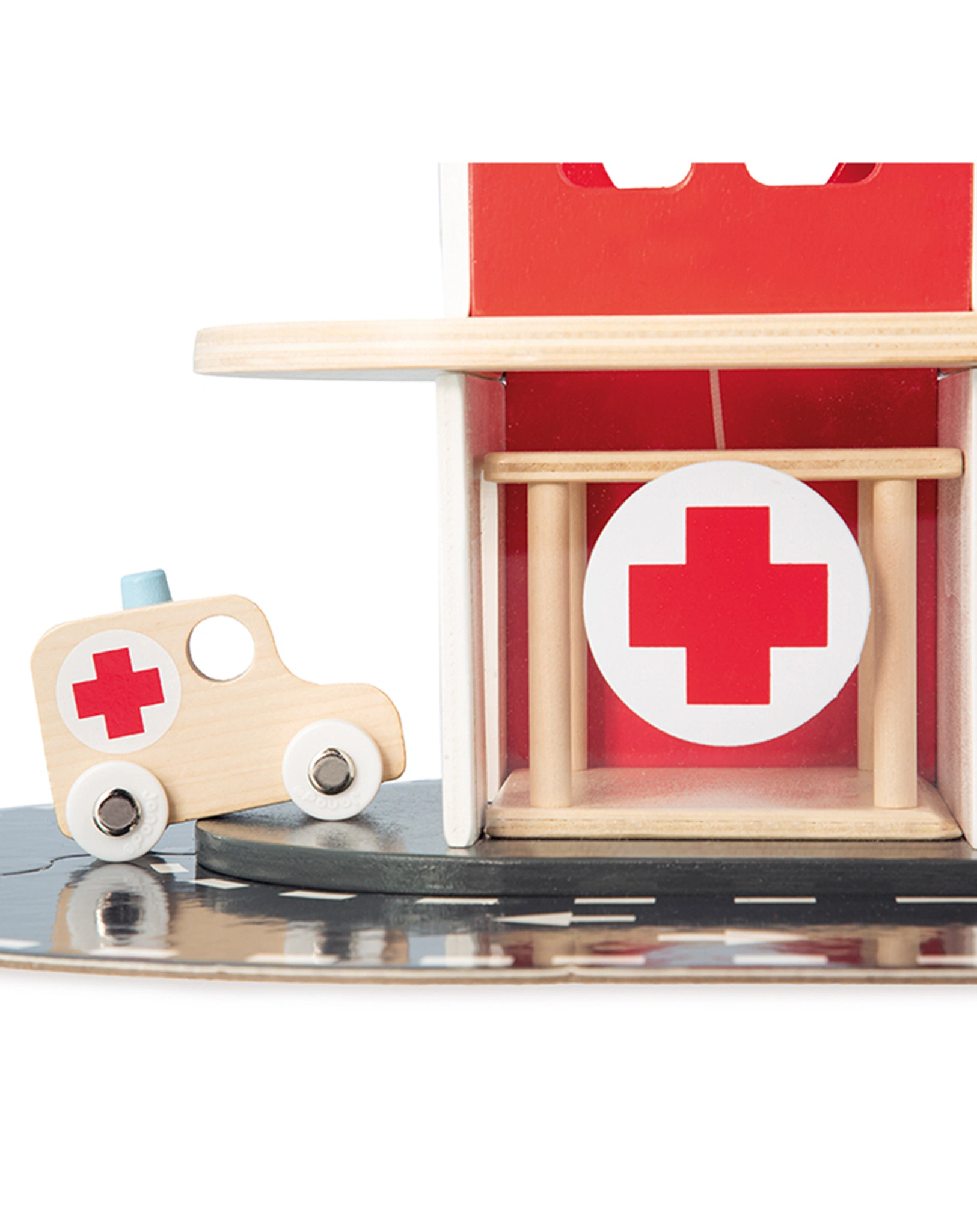 Holz-Spielset BOLID FEUERWEHRSTATION in rot