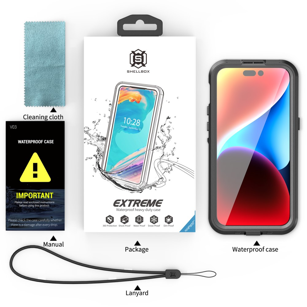 iPhone 15 Pro Max Wasserfeste MagSafe Outdoor Schutz Hülle (IP68) - Schwarz / Transparent