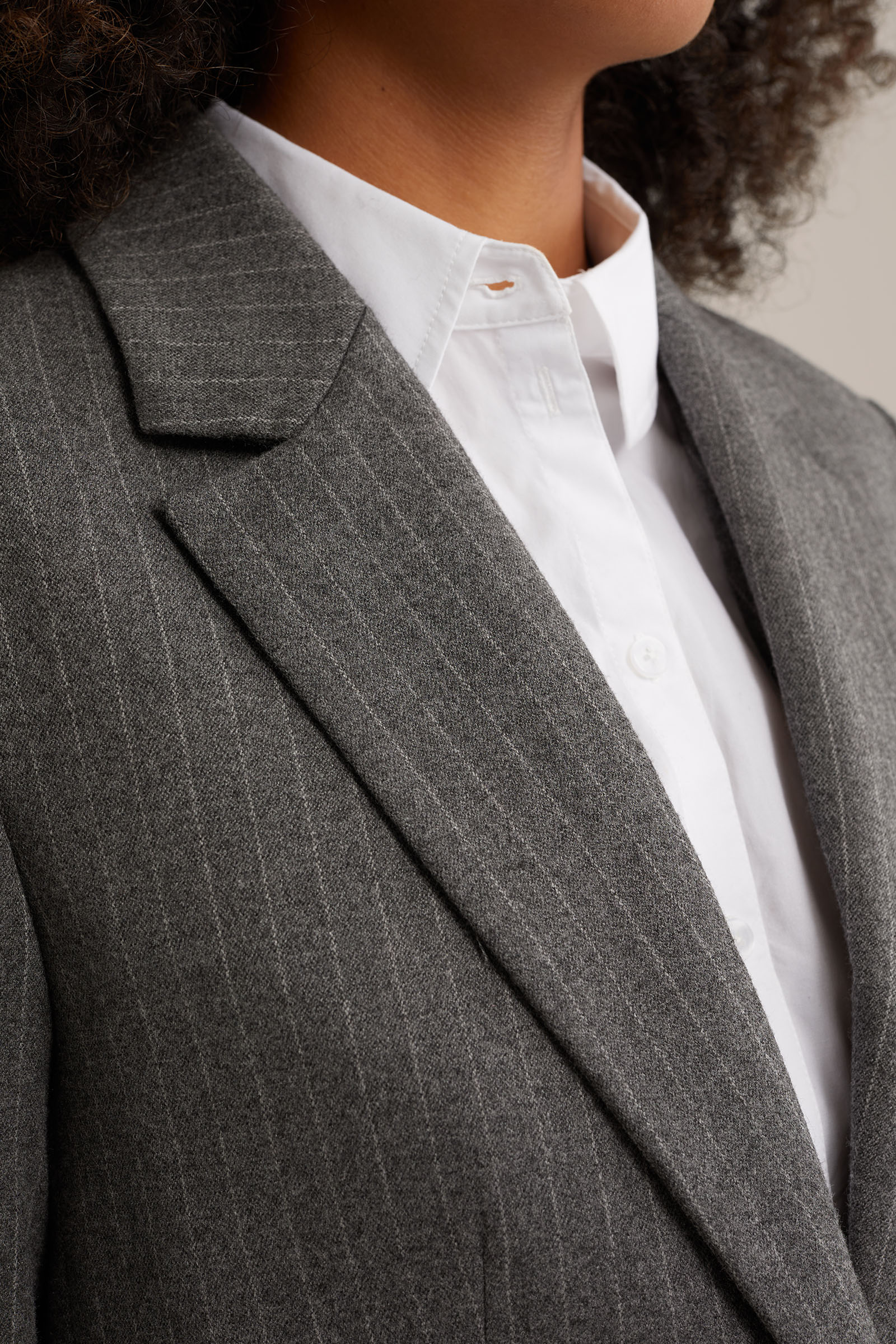 regular fit gestreepte blazer WE Fashion Lichtgrijs