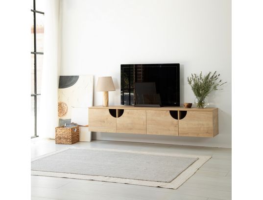 CONCEPT1 - Meuble TV Grotte chene saphir 180 x 35 x h35 cm