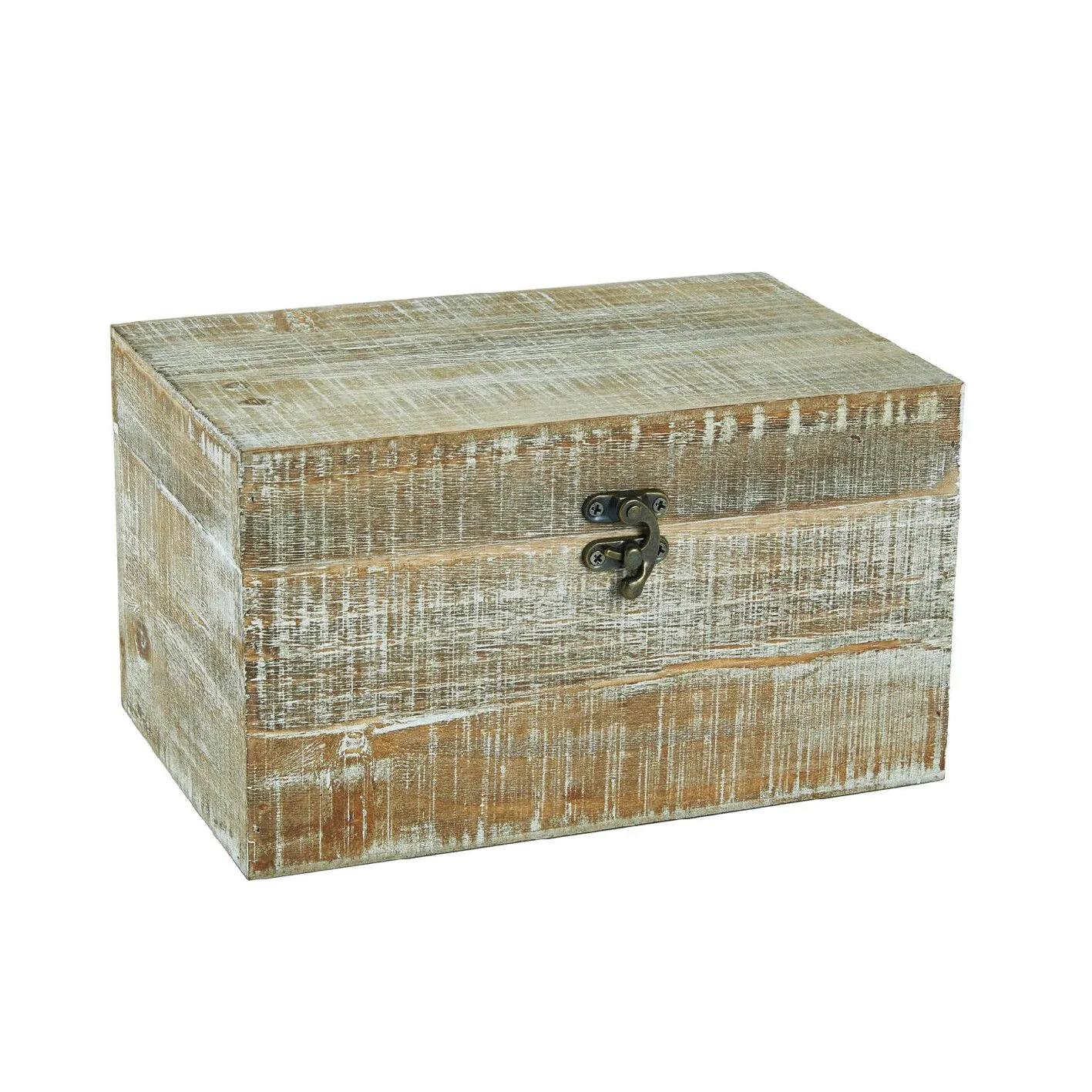 Holztruhe Natur, weiß-gewischt, 23 x 15 x 13 cm
