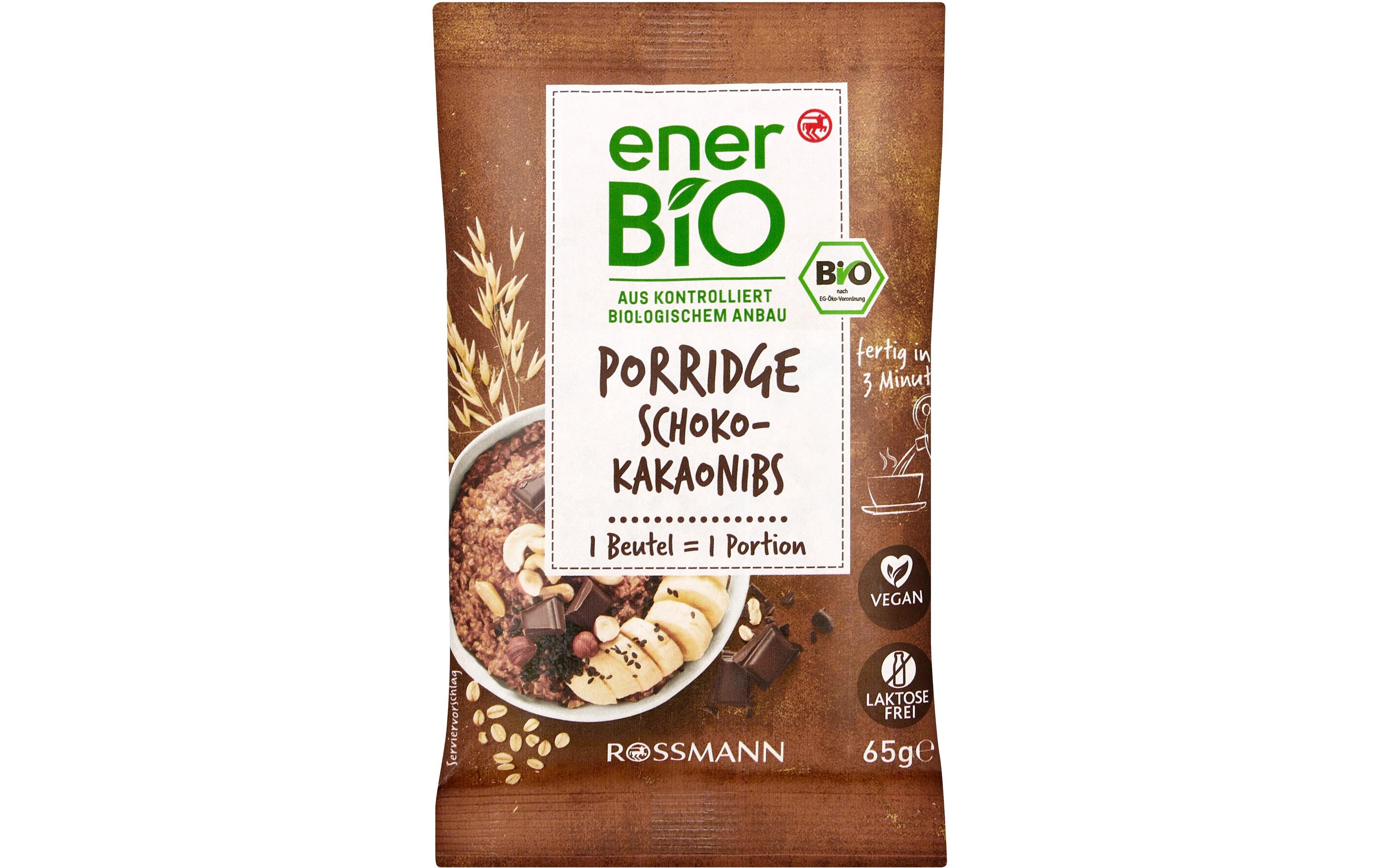 Bio Porridge Schoko Kakaonibs 6 x 65 gFertigmischung für Haferbrei mit dunkler Schokolade
