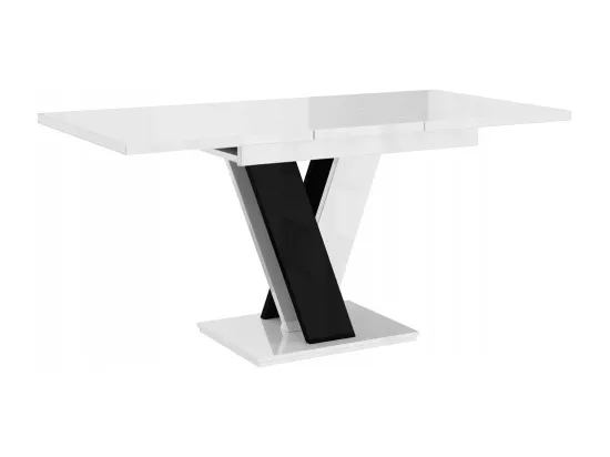 TABLE A MANGER EXTENSIBLE MASSI - BLANC ET NOIR LAQUE 120 - 160 CM