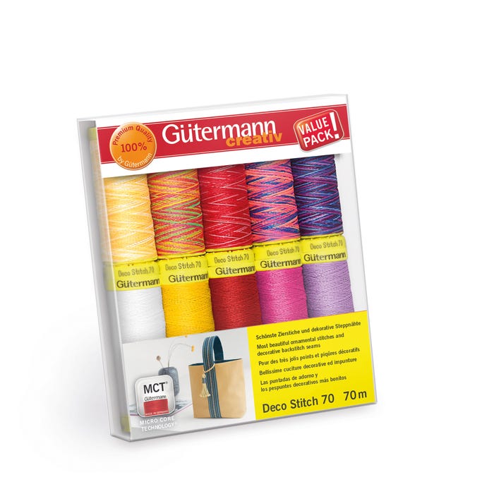 Gûtermann-Naaigarenset/Borduurgaren 10 spoelen Deco Stitch