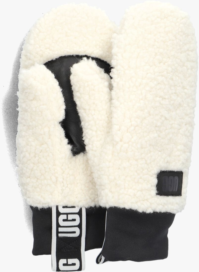 witte ugg handschoenen uggfluff mitten with logo tape