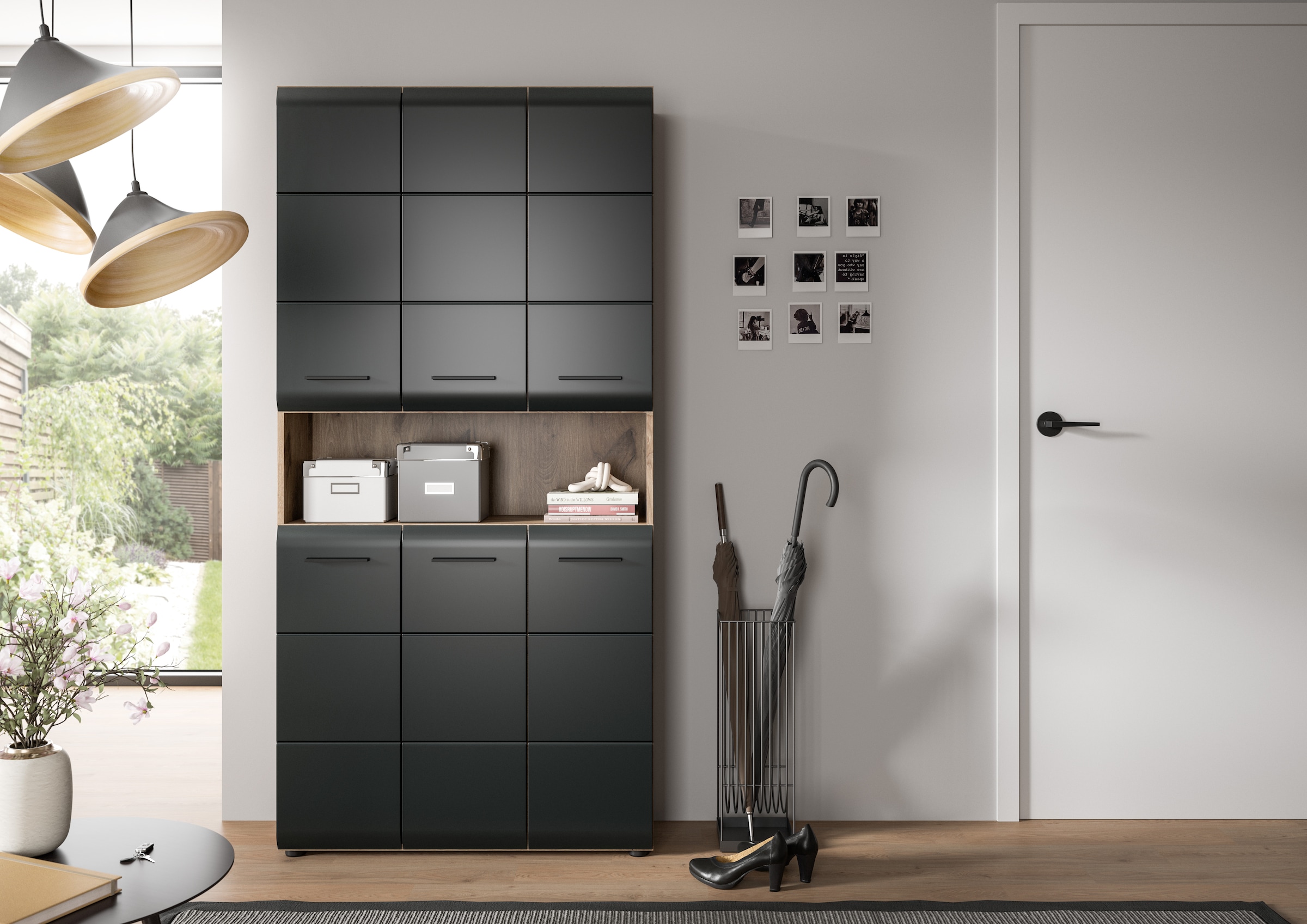 INOSIGN Stauraumschrank 1 Stk. tlg. Florenz, Mehrzweckschrank Nox Oak NB, 90 cm breit