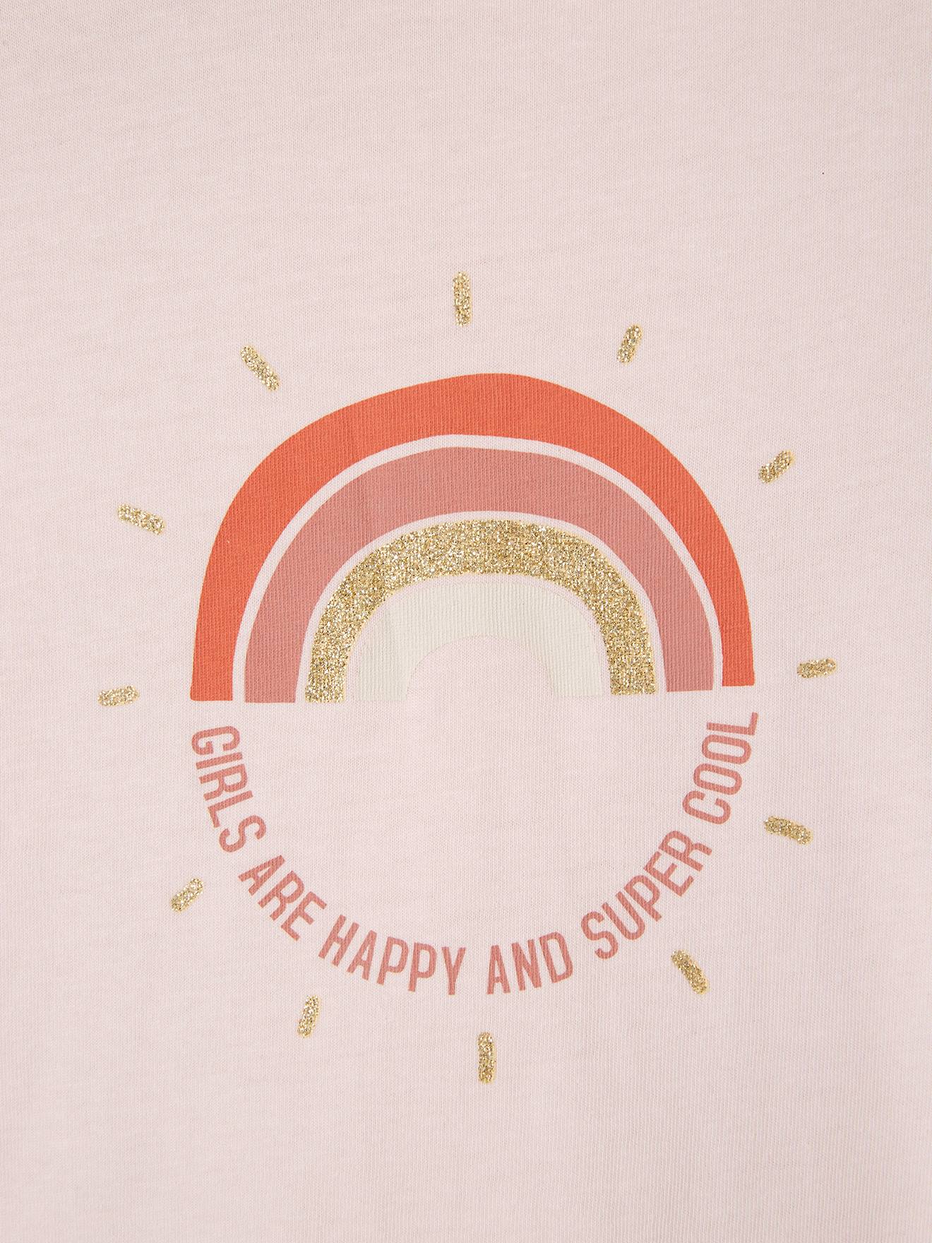 Conjunto de 3 camisetas sortidas com detalhes iridescentes, para meninas, cor damasco.