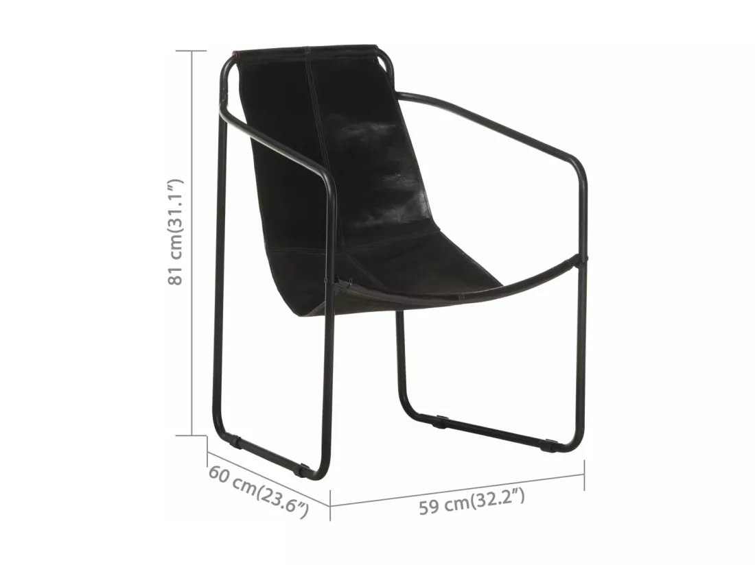 Fauteuil de relaxation Noir Cuir véritable