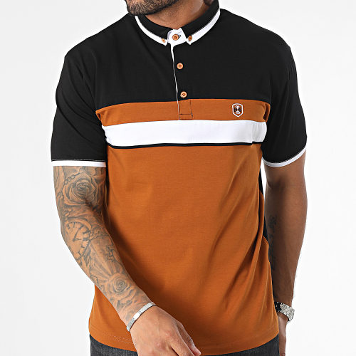 Polo Manches Courtes Noir Marron