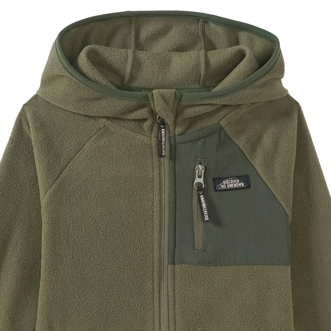 Topolino Kinder Fleecejacke mit Kapuze dunkeloliv