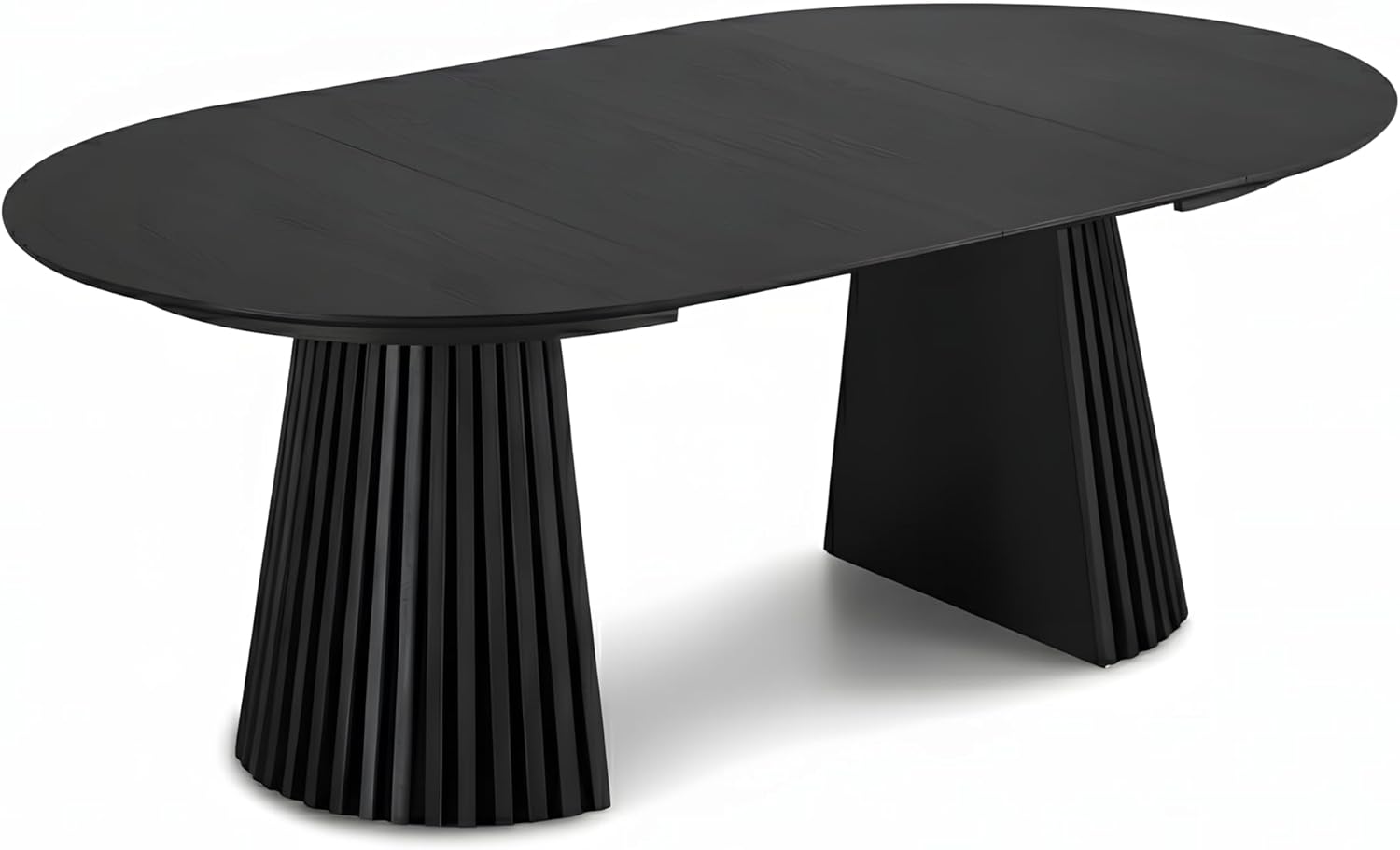 ebuy24 Tokyo Esstisch inkl. 2 Zusatzplatten ø120x120 bis 160 bis 200cm schwarz Eiche Furnier. – Esszimmertisch rund ausziehbar, ausziehbarer Tisch rund, Esstisch oval ausziehbar NT5272398