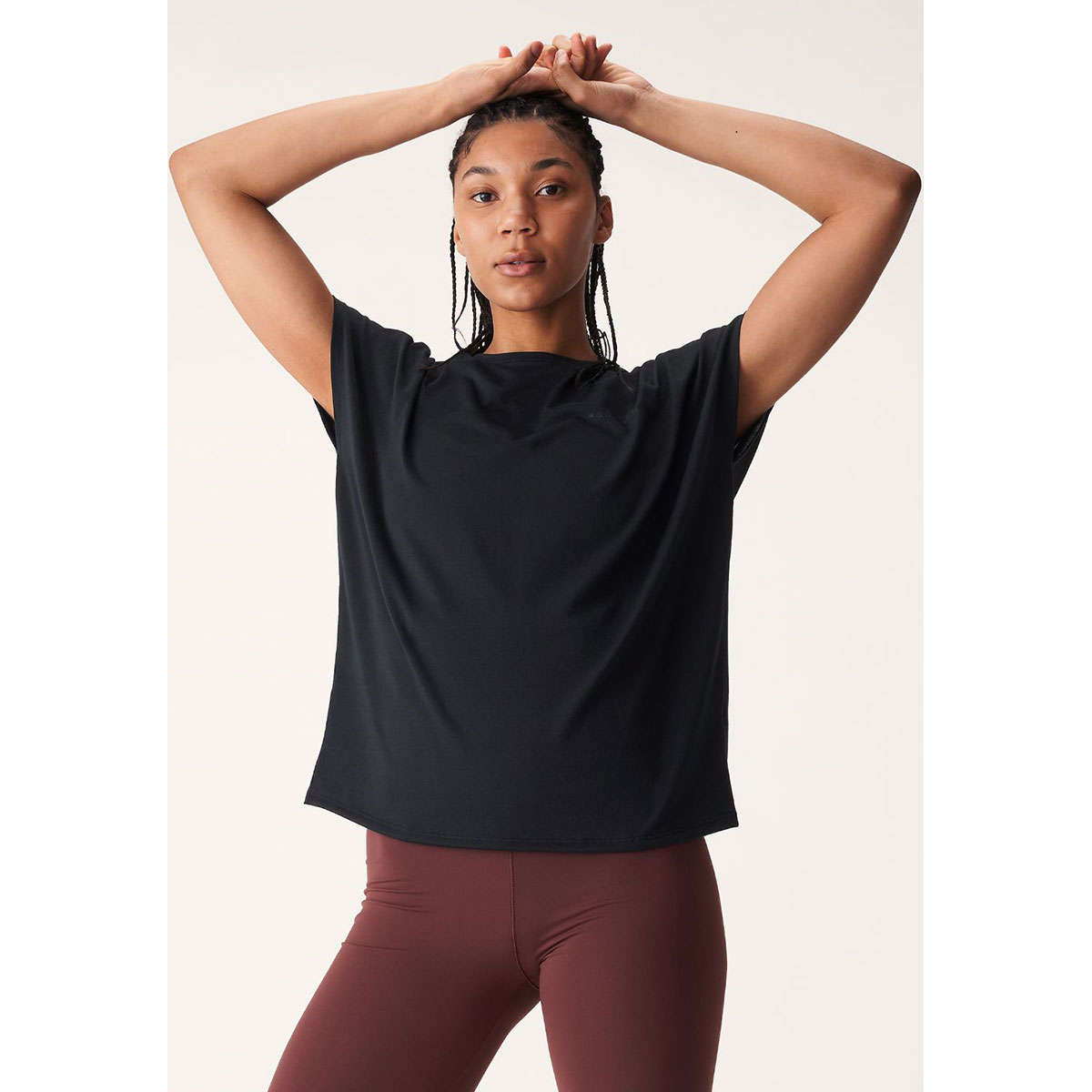 Röhnisch Split Back Hardloopshirt Korte Mouwen Zwart Dames