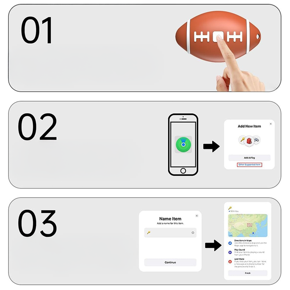 Bluetooth Mini Keyfinder Smart Tracker Tag für iOS mit Apple Find My Network als Rugbyball (mit Batterie CR2032) - Braun