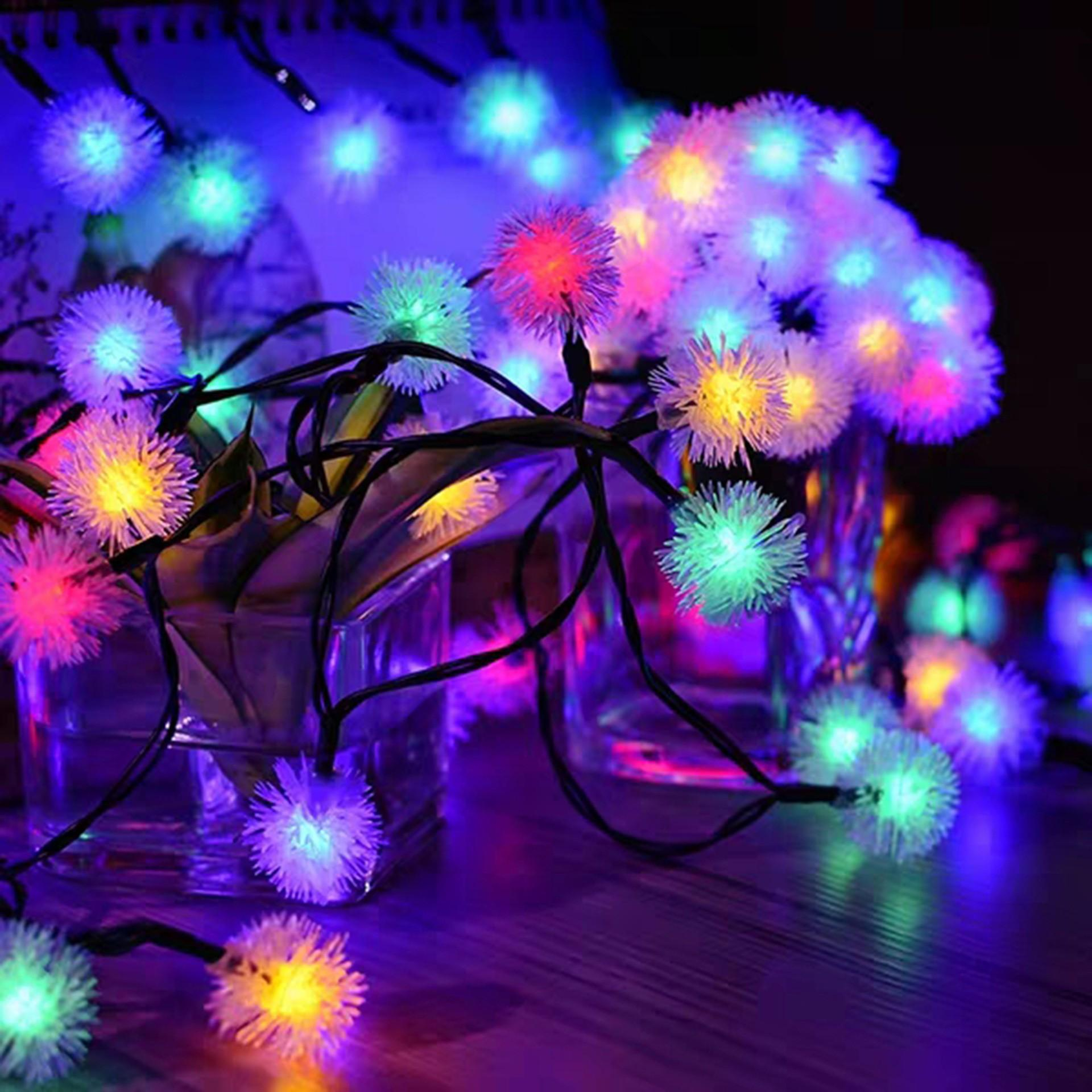 (6.5m) 30 LED's Deko Solar Lichterkette Pusteblumen Outdoor Beleuchtung IP65 - Bunt