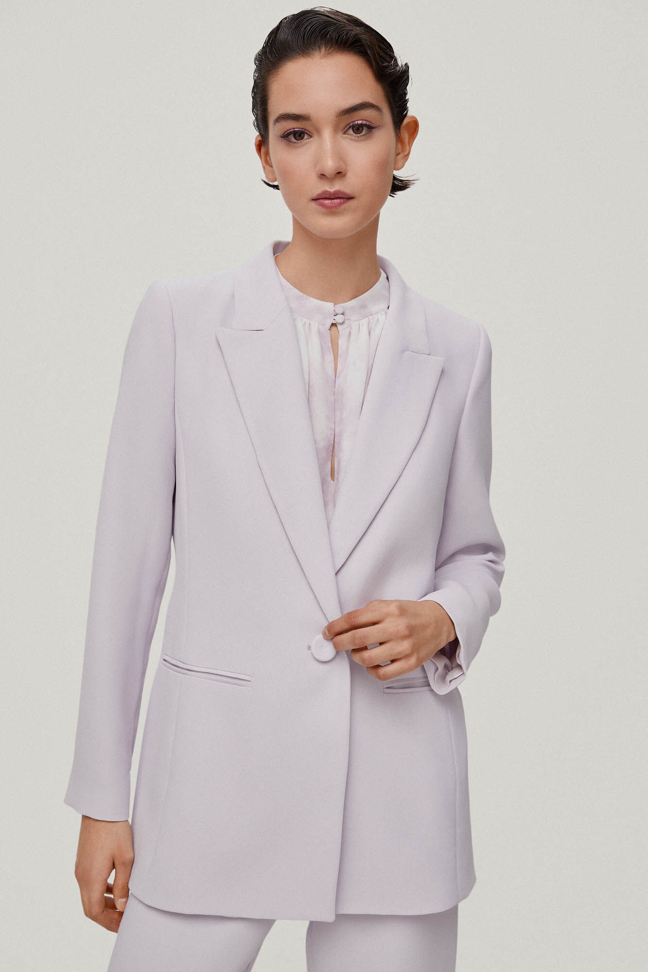Blazer Amparo com gola lapela - Roxo