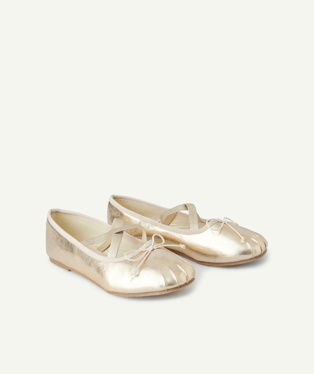 ballerines fille couleur dorée avec noeud