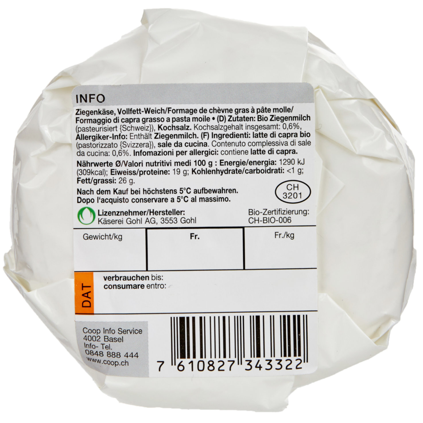 Naturaplan Bio Geisskäse vom Spitzebärg