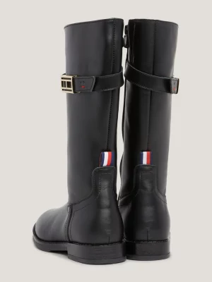 Botas de couro até o joelho com fivela