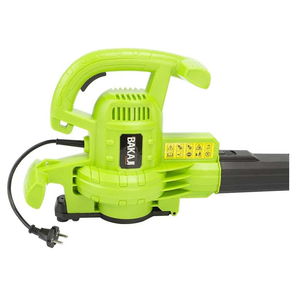 BAKAJI Extracteur de feuilles électrique de jardin 3 en 1 aspirateur déchiqueteuse et souffleur à feuilles, puissance 3000 W avec réservoir de collecte 40 l et bandoulière pour entretien, avec fil : Jardin
