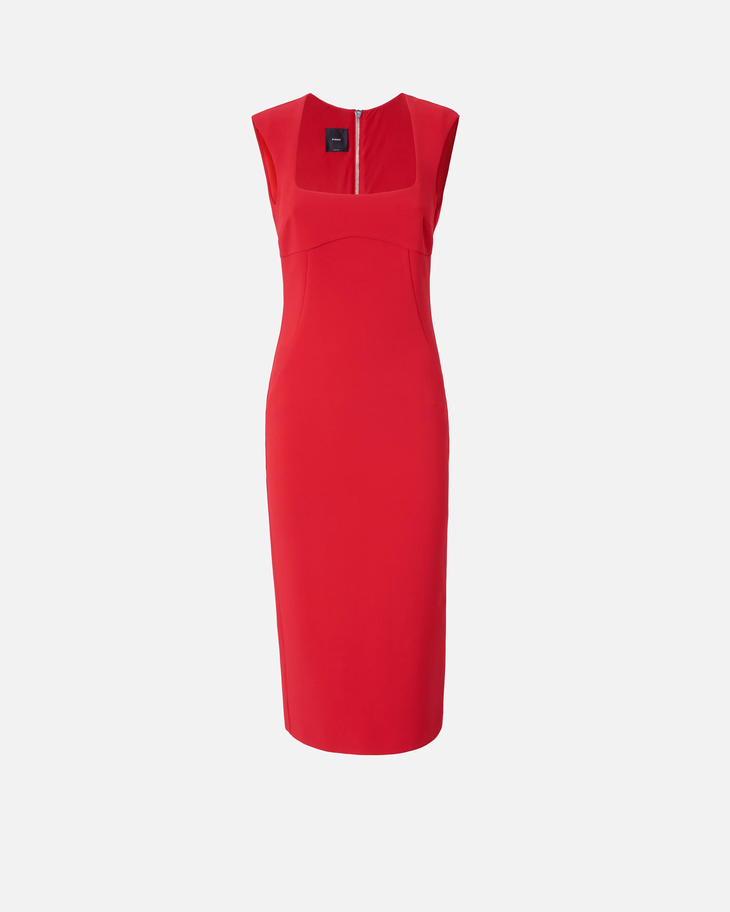 Robe midi en crêpe avec fermeture zippée | Rouge