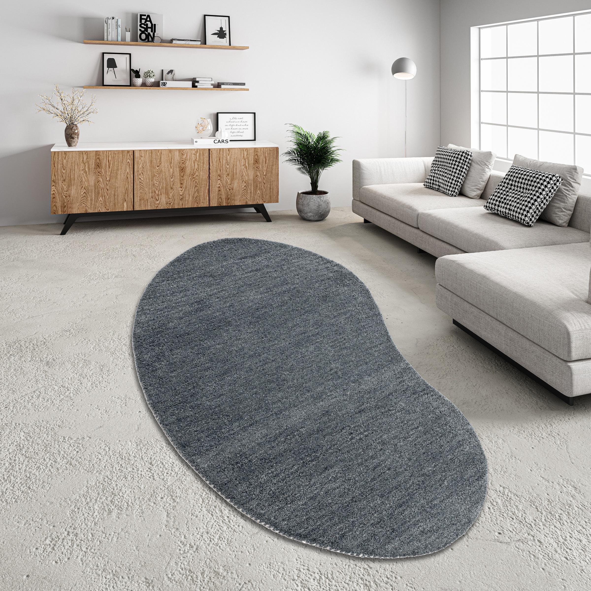 THEKO Wollteppich »Gabbeh Uni, Handgefertigt, Teppich, meliert, reine Wolle,« oval 14 mm Höhe Schlafzimmer, Wohnzimmer, Esszimmer, auch als Läufer, eckig  oder rund