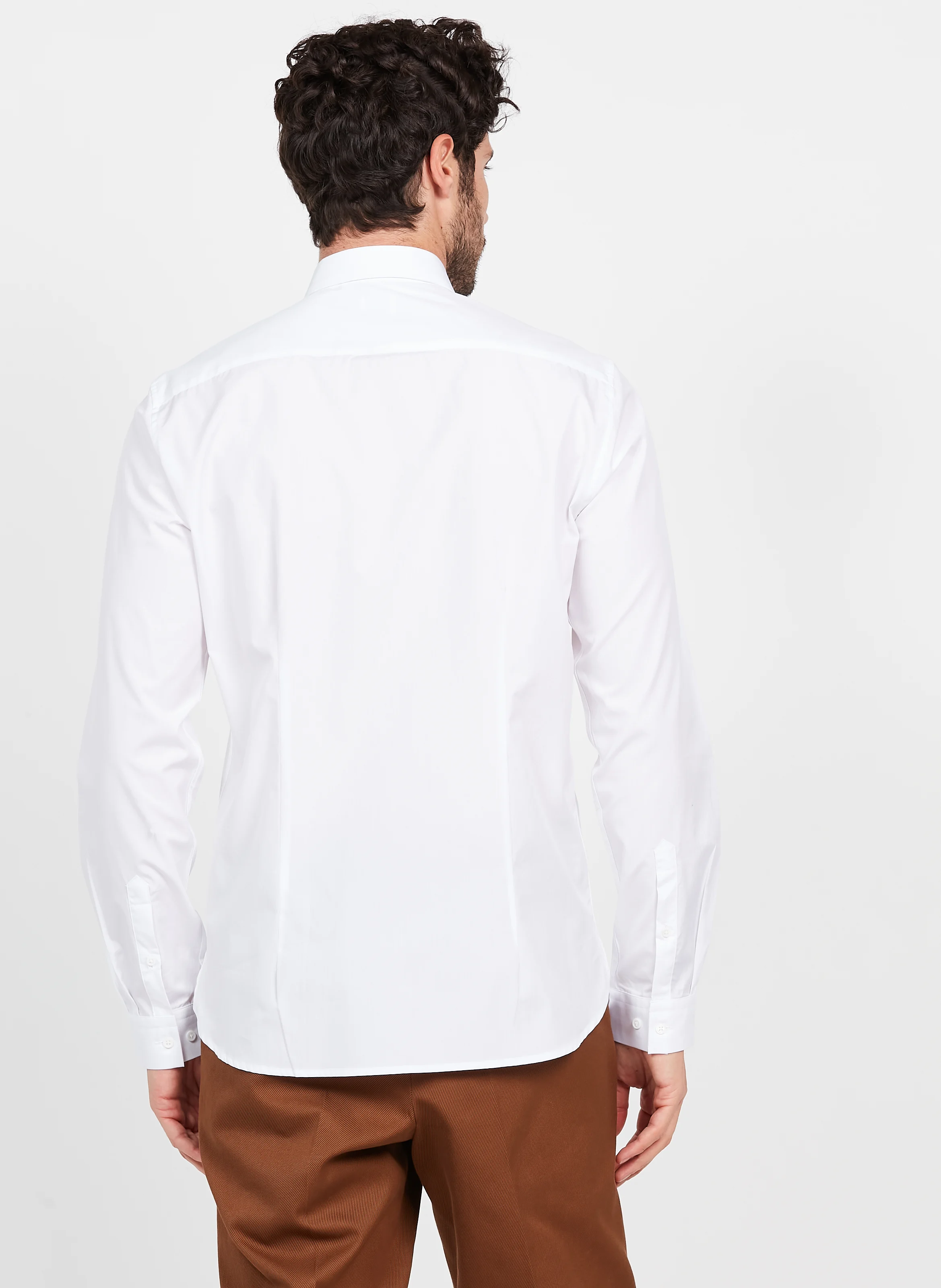Chemise col classique slim-fit en coton| Blanc