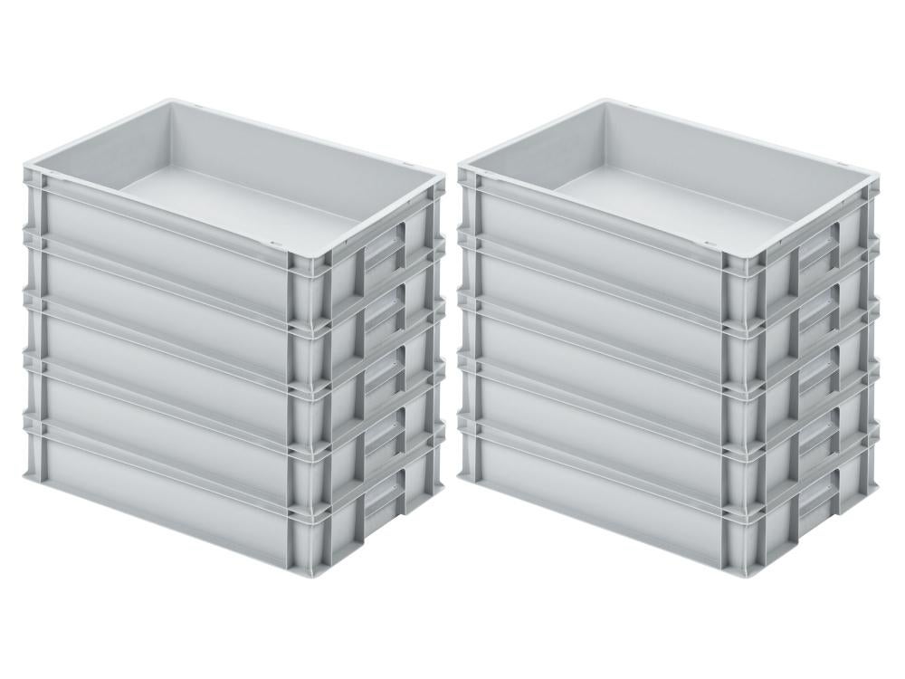 PROREGAL Eurobox met gesloten handgreep HxBxD 12 x 40 x 60 cm 21 liter Grijze Eurobox Transportbox