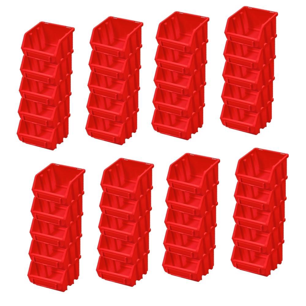 PROREGAL SuperSaver Set 40x Opbergdoos 1 HxBxD 7,5 x 11,6 x 11,2 cm Polypropyleen Rood