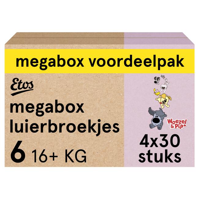 Etos Woezel & Pip Luierbroekjes XL Maat 6 16+ kg Megabox 4x30 stuks
