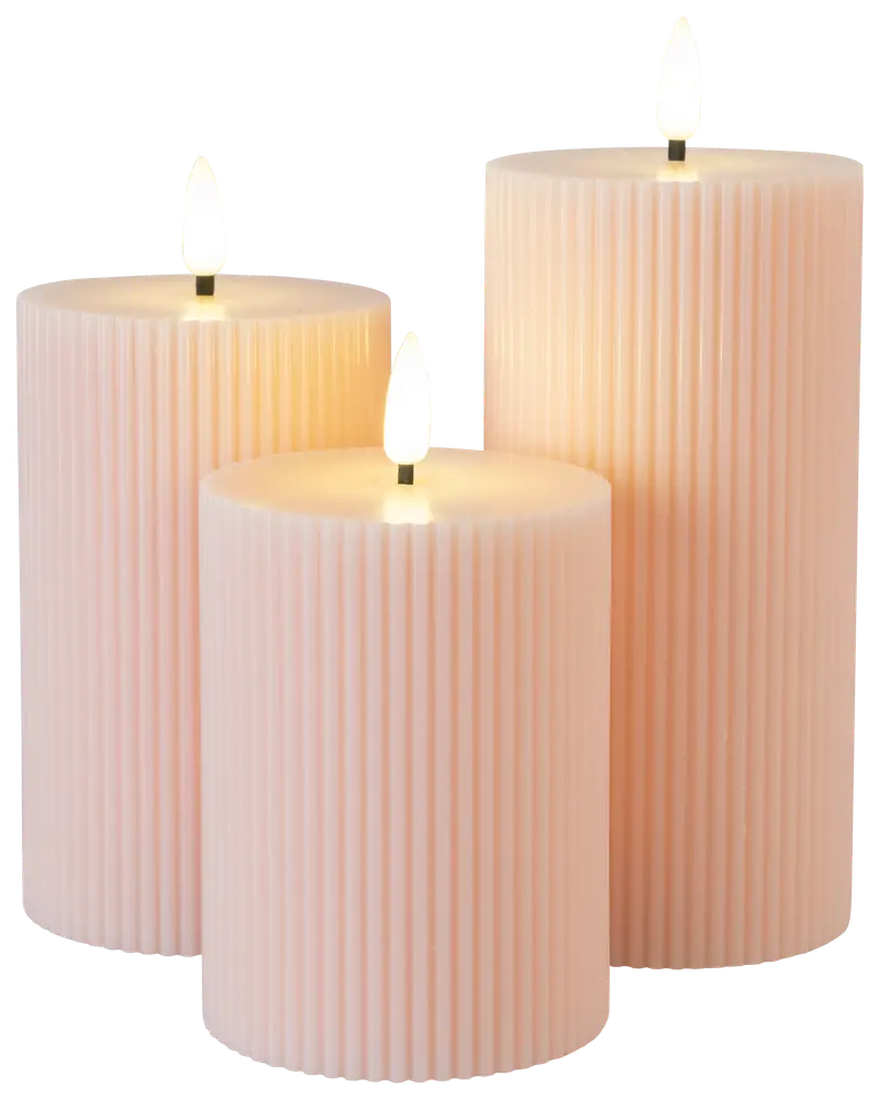 LED-lys rillet 3-pak - rosa