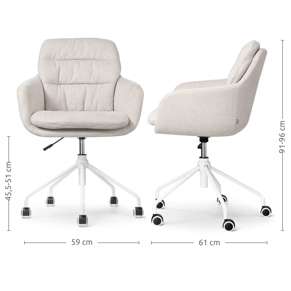 Nolon Nout-Mia Bureaustoel Beige - met Armleuning - Wit