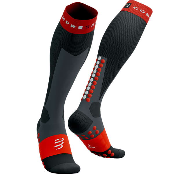Chaussette de ski COMPRESSPORT SKI TOURING FULL SOCKS BLACK/CORE RED