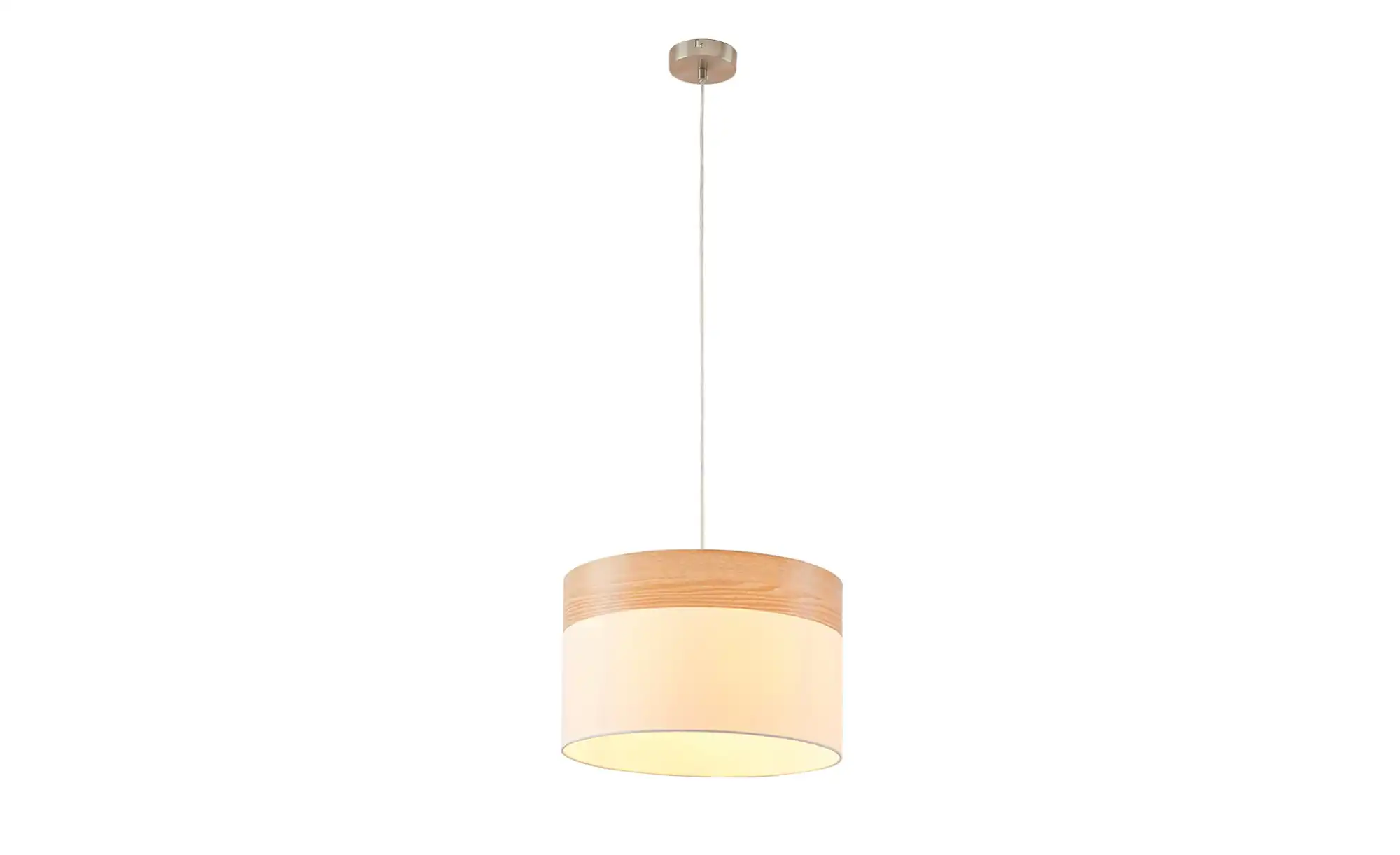 Pendelleuchte, 1-flammig, beige/Holzoptik