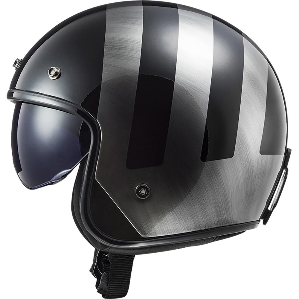 LS2 - Casque OF601 Bob II Lines Noir / Argent / Brillant