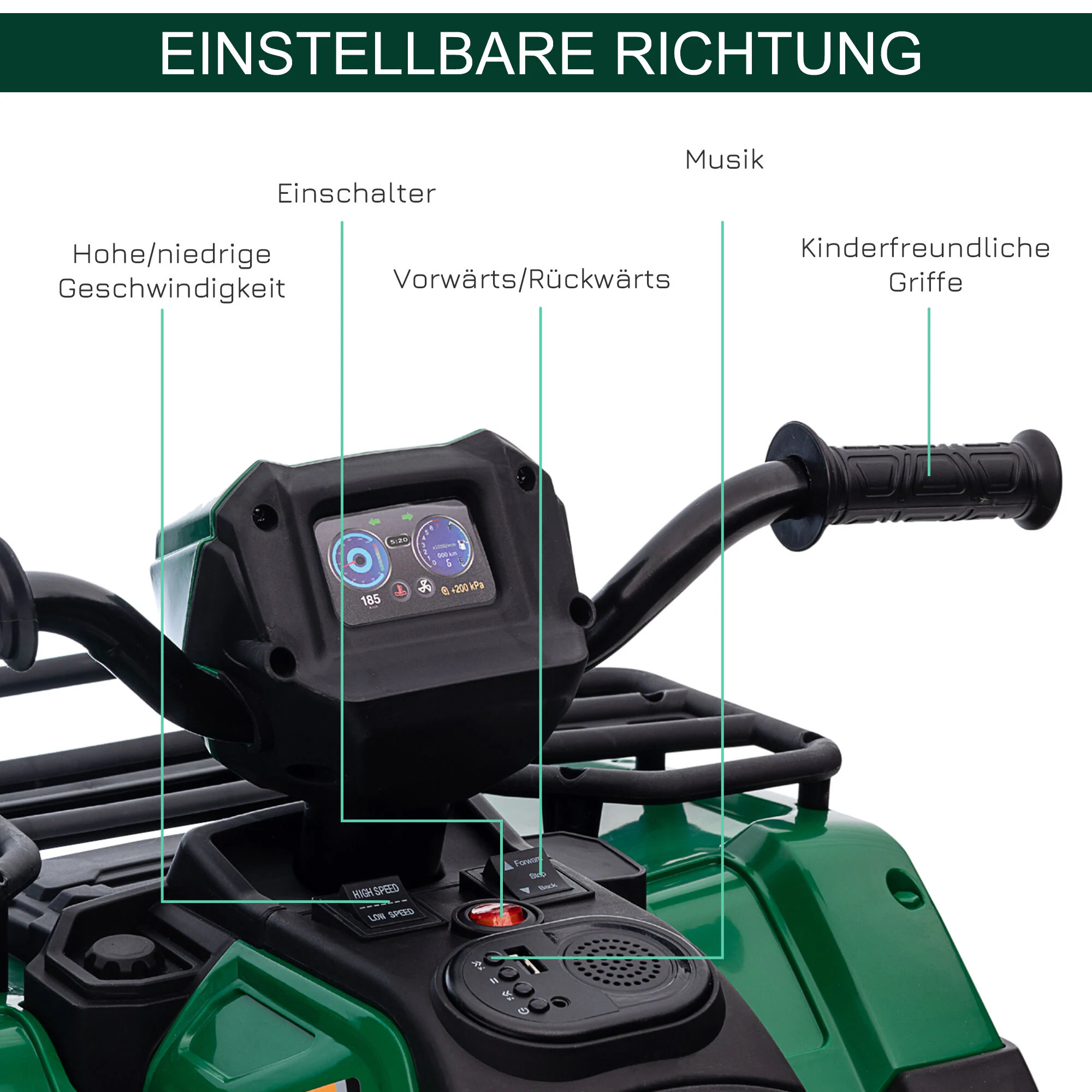 HOMCOM Kinderquad mit Soundeffekte 88L x 45B x 50H cm