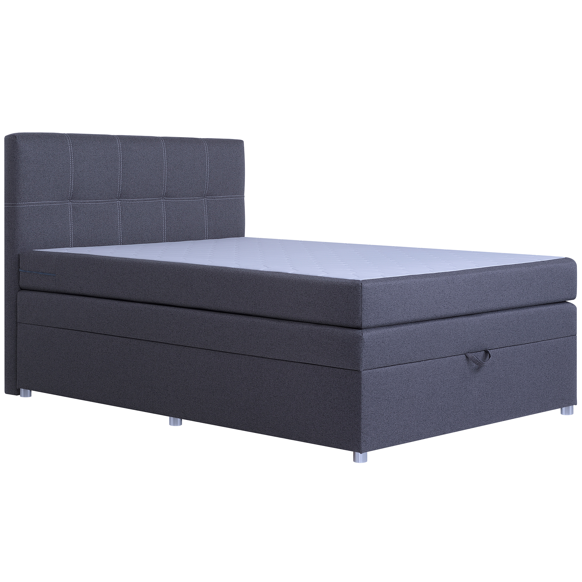 Boxspringbett - dunkelgrau - mit Bettkasten - H3 - 140x200 cm
