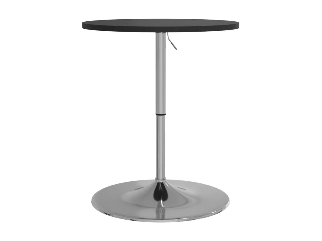 Table de bar noir 60x60x90 cm bois d'ingénierie et acier chromé