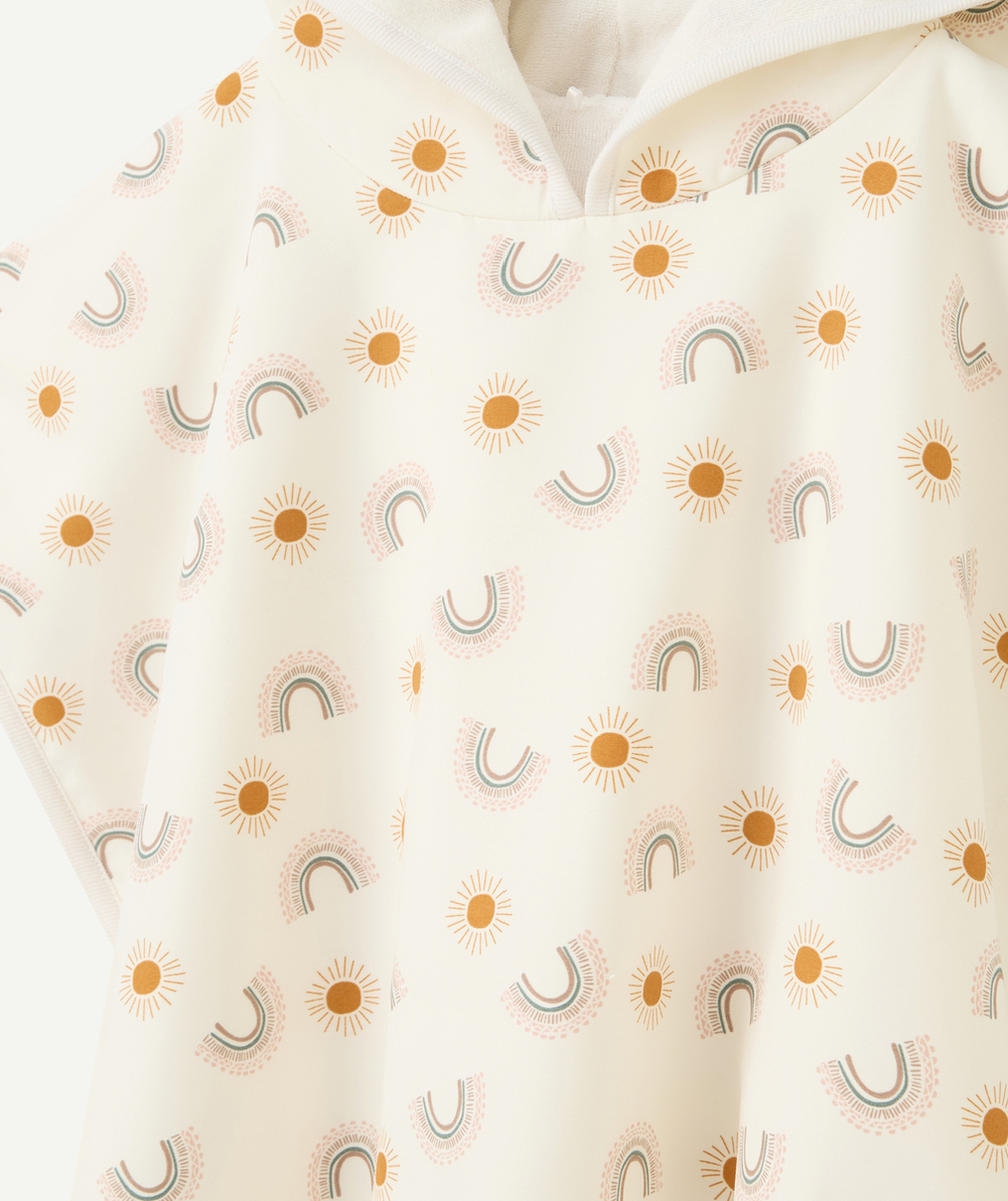LASSIGSERVIETTE PONCHO BÉBÉ FILLE ANTI-UV BLANCHE IMPRIMÉ ARC-EN-CIEL