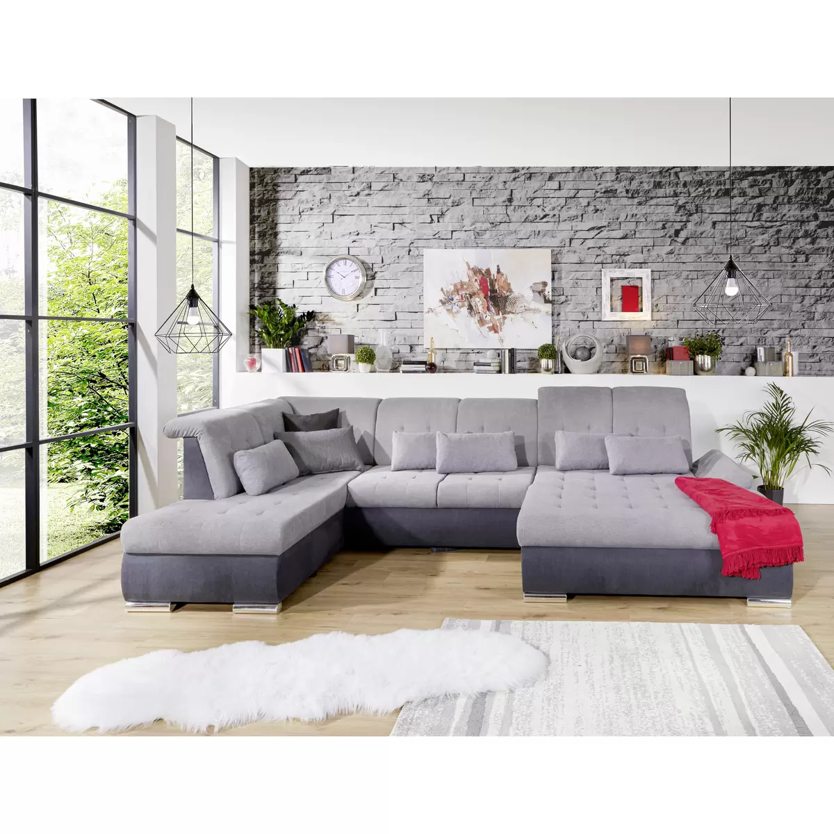 Wohnlandschaft Madera 129 x 285 anthrazit,grau