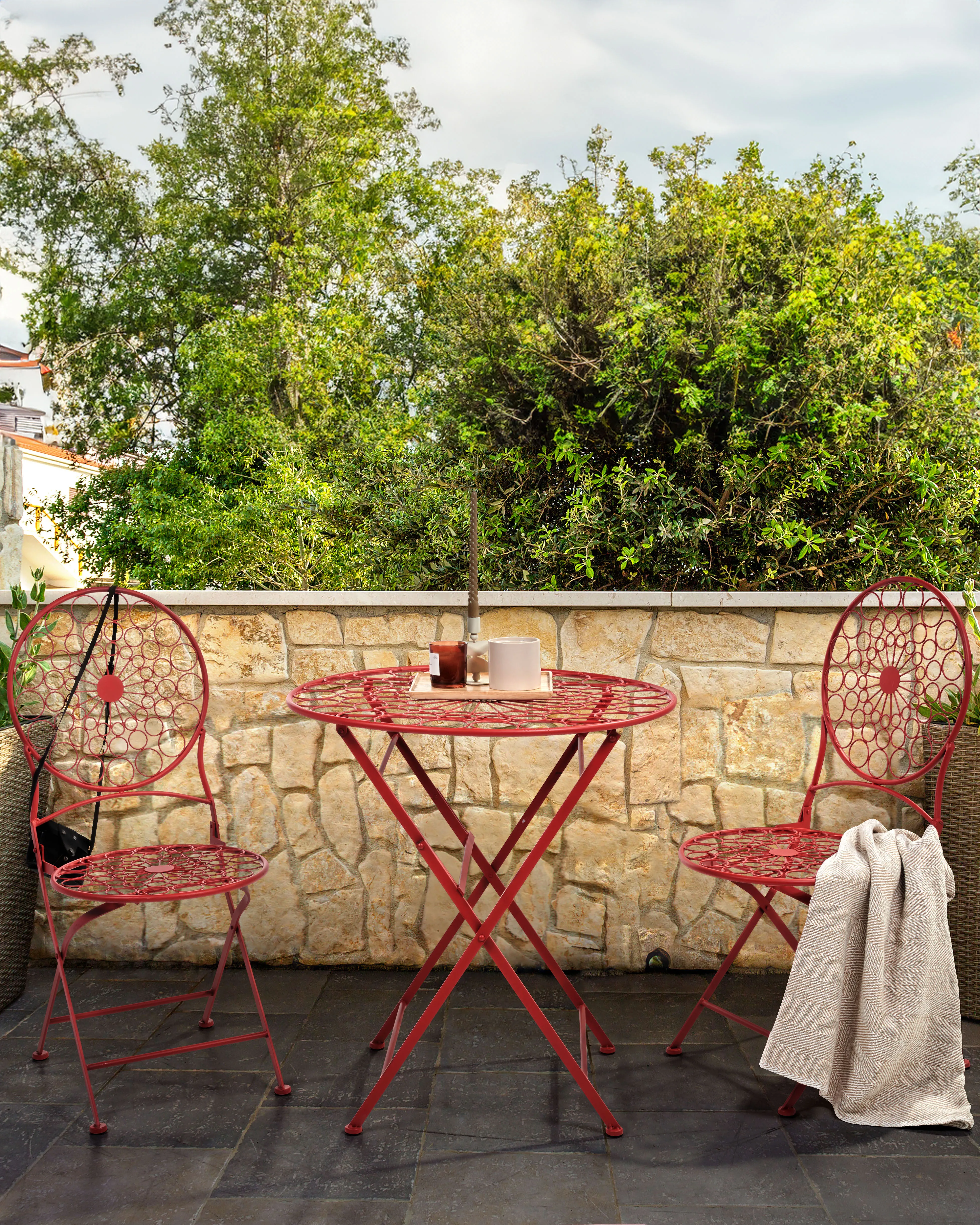 Set van 2 tuinstoelen SCARIO Metaal Rood