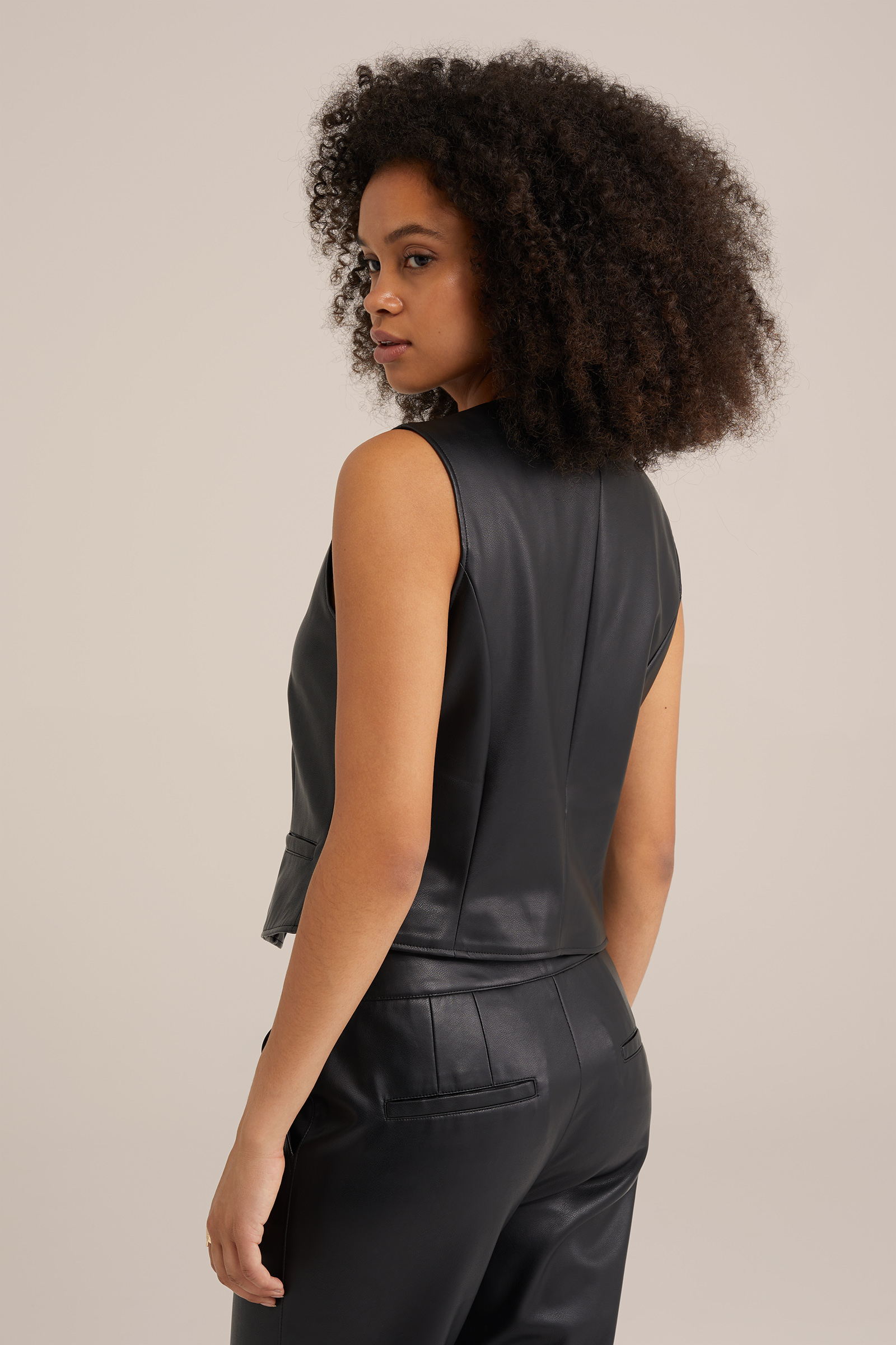 gilet van imitatieleer WE Fashion Zwart