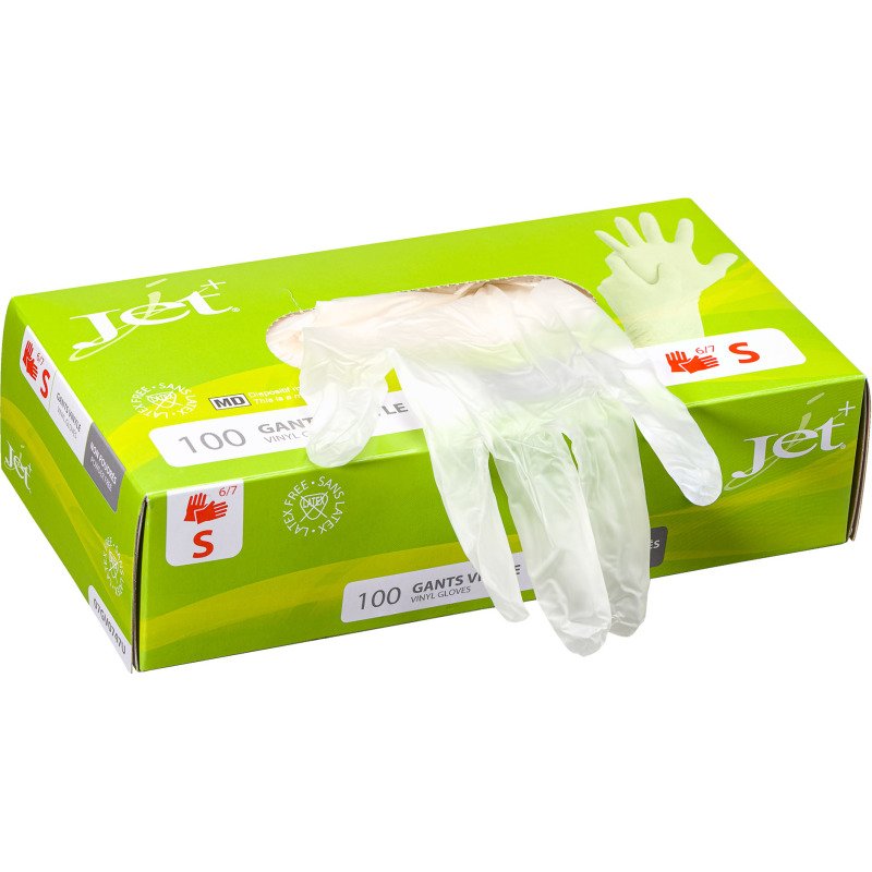 Gants jetables vinyle non poudré - Boîte de 100 gants