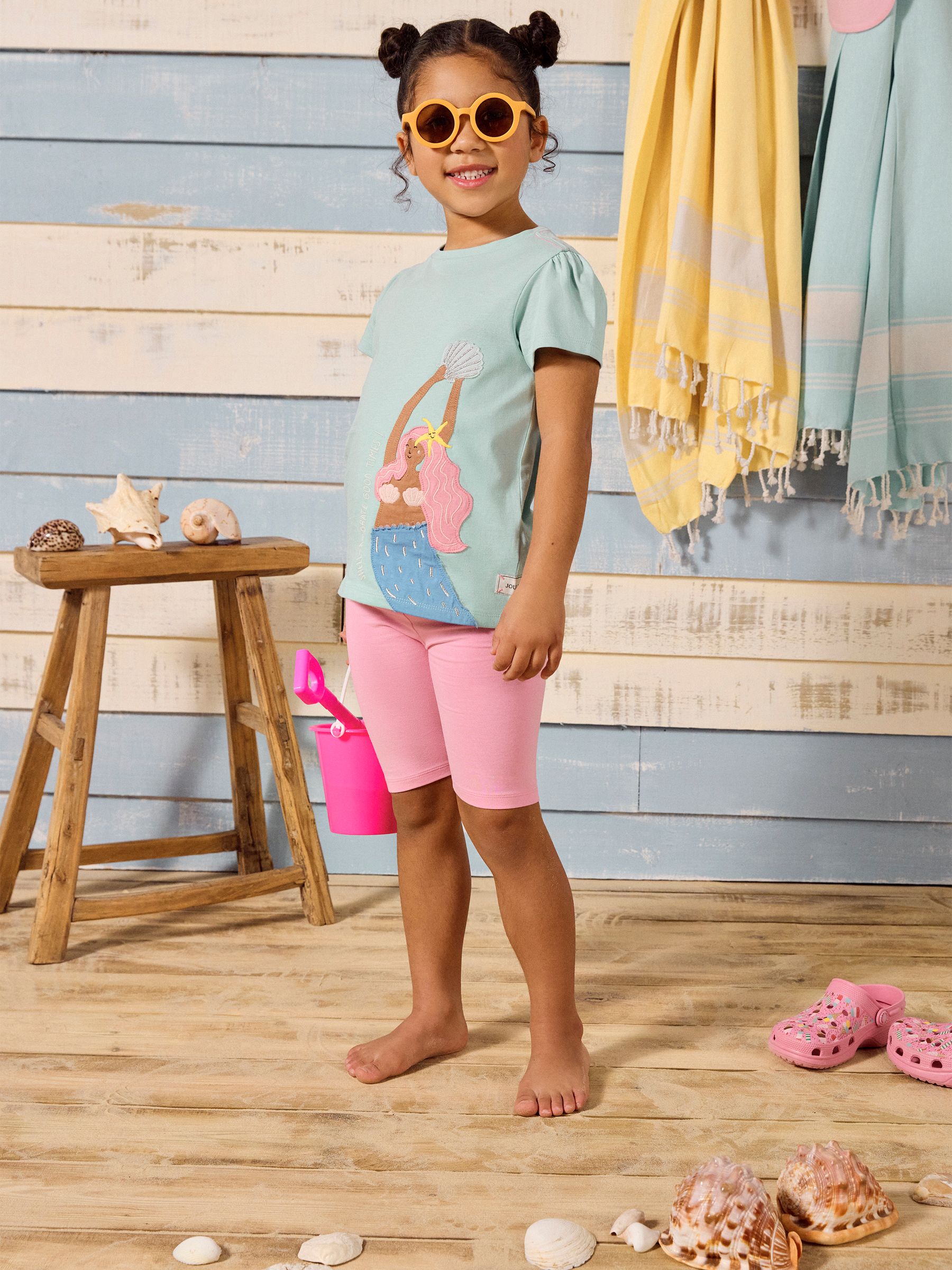 blauw/roze - Joules Cartwheel tweepak katoenen stretchy Fietsbroeken