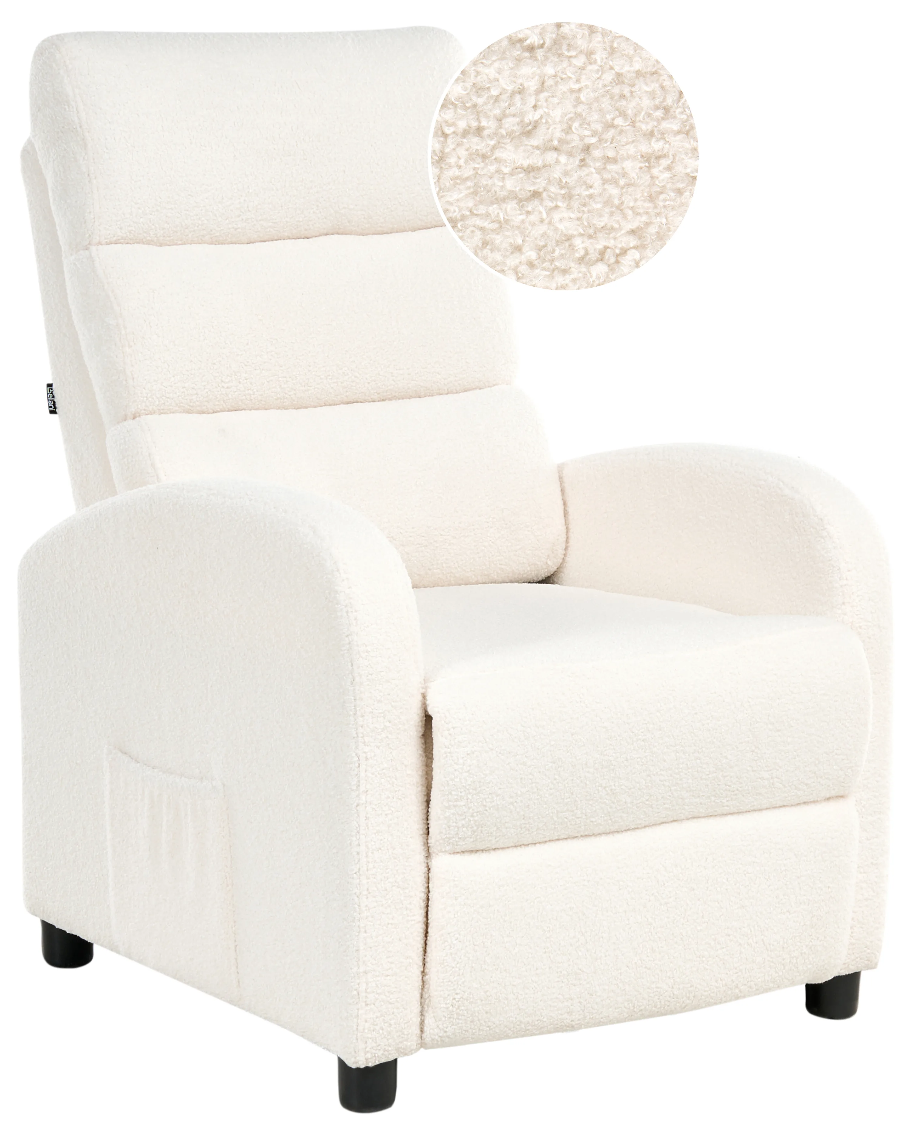 Relaxfauteuil OTUS inclusief voetensteun Bouclé Gebroken wit