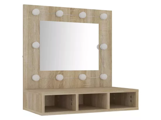 Armoire de miroir avec LED Chêne sonoma 60x31,5x62 cm